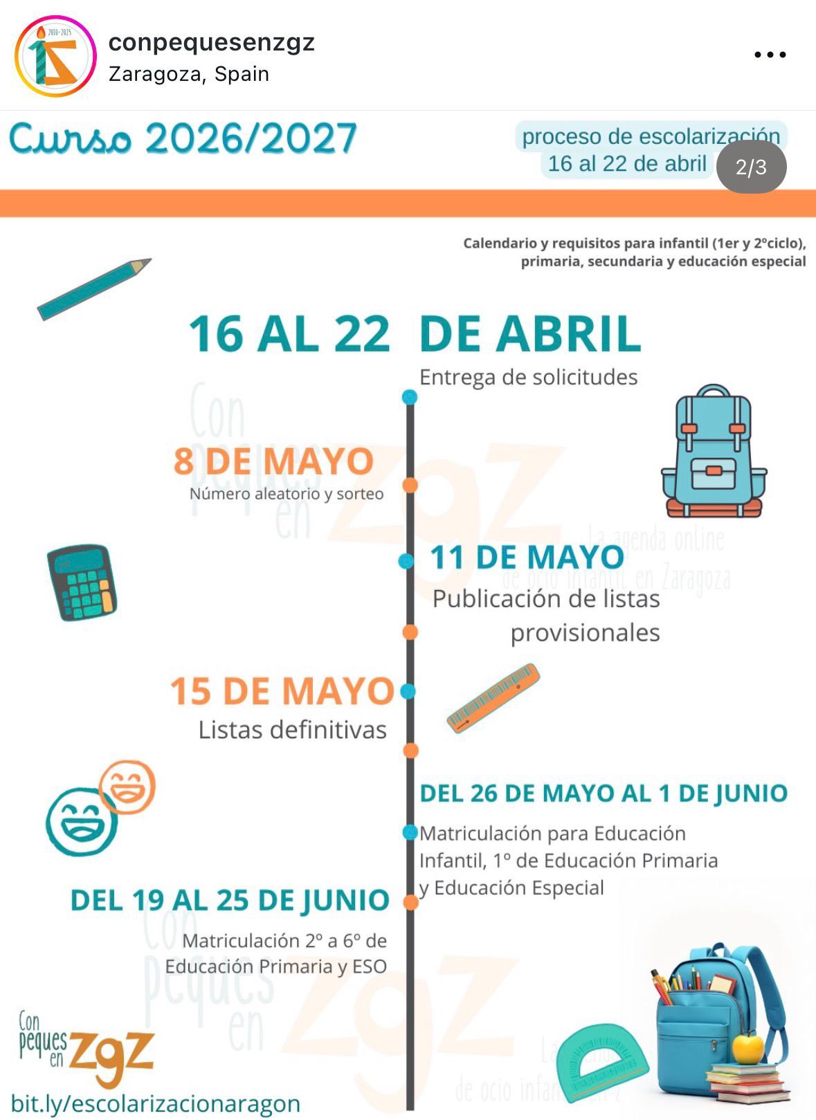 Calendario escolarizacion
